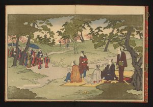 江戸・上野の丘でピクニックとお茶 作： Kitagawa Utamaro