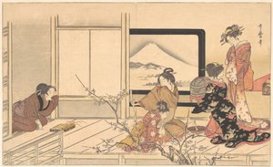 ウグイスの餌を用意する...1798年 作： Kitagawa Utamaro