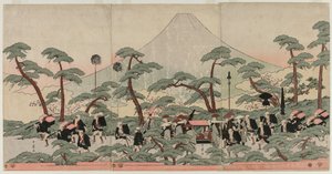 富士山麓の行列 作： Kitagawa Utamaro