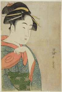 高島おひさ（錦絵、大判） 作： Kitagawa Utamaro