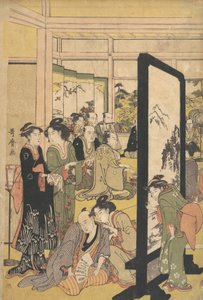画家・北尾政信がパーティーでくつろいでいる様子（1790年代 作： Kitagawa Utamaro