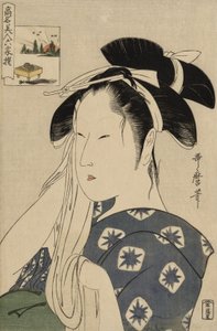 あさひや未亡人、シリーズから名高い美女を六人の不滅の詩人にたとえたもの 作： Kitagawa Utamaro