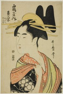 鶴屋の遊女有原と子役の青江・関谷（鶴屋内有原・青江・関谷） 作： Kitagawa Utamaro