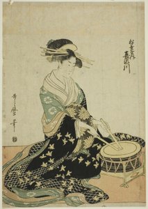 松葉屋の遊女5人による無題シリーズより 松葉屋の遊女黄瀬川 作： Kitagawa Utamaro