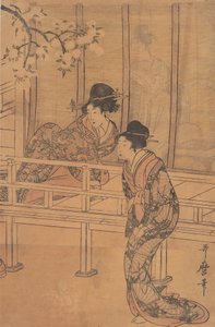 葵上に見送られる六条御息所 1805年頃 作： Kitagawa Utamaro