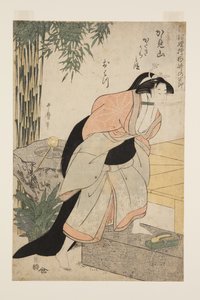 鏡山片木内の段お初』（カラー木版画）の復讐の段落。 作： Kitagawa Utamaro