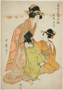 歌人・舟屋の安秀（「現代っ子を六歌仙に」シリーズより） 作： Kitagawa Utamaro