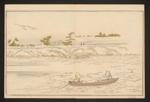 雪の隅田川のほとり 作： Kitagawa Utamaro
