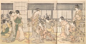 酔っぱらった3人の宮廷人、1790年代 作： Kitagawa Utamaro