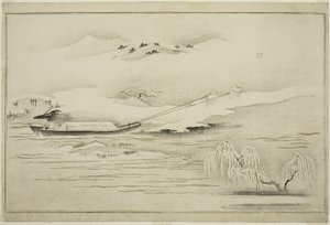 雪の中のはしけをけん引する、アルバム「シルバーワールド」、1790年 作： Kitagawa Utamaro