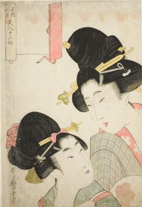 「名勝風景美人十二想」シリーズより 二人の少女 作： Kitagawa Utamaro