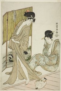 入浴後の 2 人の若い女性