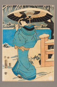 浮世絵 櫛を持つ女性 19世紀頃 作： Kitagawa Utamaro