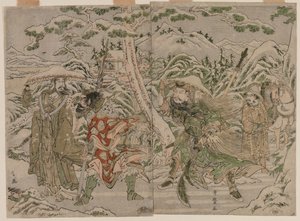 三国志ロマンスの冬景色c。 1790年。 作： Kitagawa Utamaro