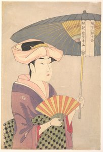 女性の生理学的研究の10種類のシリーズから日傘をさしている女性c。 1793 作： Kitagawa Utamaro