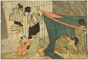 雷雨の中、蚊帳の中の女たち 挿絵集『絵本式の花』vol. 1