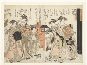 扇屋家遊女の滝川と花扇 吉原の新華麗人写本鏡（シリーズ名） 吉原 慶成 新 美人 実筆 鏡 作： Kitao Masanobu