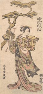 女性の役を演じた有名な俳優、1764年頃。 作： Kitao Shigemasa