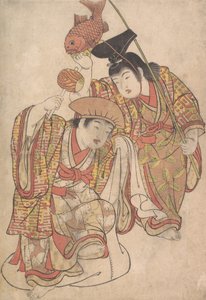 大黒と恵比寿に扮した少年たち（1780年頃）。