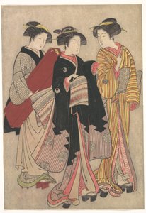 散歩する二人の芸者 作： 北尾重政