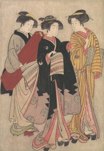 二人の芸者の散歩、1739年から1820年。 作： Kitao Shigemasa