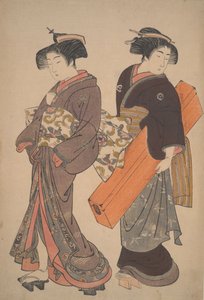 約束の場所へ向かう侍女を伴った女性 作： 北尾重政
