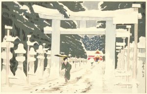 上野・東照宮の大雪 作： Kiyochika Kobayashi