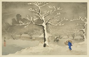 向島「みめぐり」の下堤（カラー木版画 作： Kiyochika Kobayashi