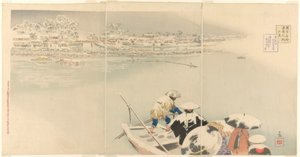 2ヶ月目：「如月・松智山雪のたそがれ」（「東京名所新景の内」シリーズより）。 作： Kiyochika Kobayashi