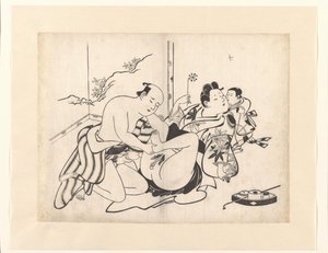 喫煙具と屏風でのエロシーン 作： Kiyonobu (I) , Torii
