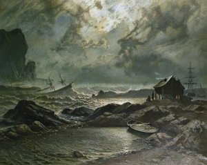 ノルウェー沿岸の嵐 作： Knud Andreassen Baade