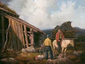 馬に乗った男（キャンバスに油彩） 作： Knud Bergslien