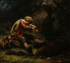 負傷したクマハンター 作： Knud Bergslien