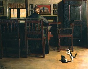 遊び心のある子猫のいるインテリア 作： Knud Sinding