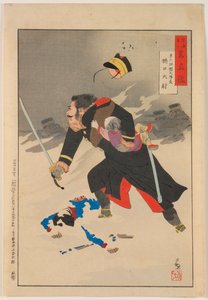 シリーズ「陸海軍名人の鏡」より 六番隊中隊長 樋口大尉 作： Kobayashi Kiyochika