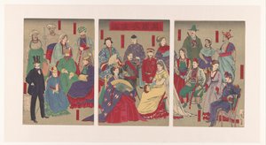 各国の民族衣装展示 万国意匠鏡 作： Kobayashi Kiyochika