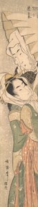 雪の中の少女と恋人 19世紀初頭 作： Koikawa Harumasa