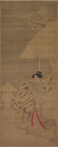 18世紀後半から19世紀初頭の雪中美人美人。 作： Kokan Shiba