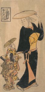 仏教の尼僧が後に続く二人の少女に話しかける様子（1730年頃