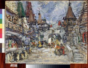 ニコラス（ニコライ）リムスキー・コルサコフ（リムスキー・コルサコフ）（1844-1908）によるオペラLa Legende de la ville invisible de Kitege et de la made Fevronia（Kitegeの目に見えない都市と処女Fevroniaの伝説）のデザインプロジェクト（舞台デザイン 作： Konstantin Alekseevich Korovin