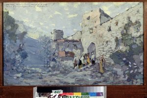 アントン ルビンスタイン (1829-1894) によるオペラ「悪魔」の舞台デザイン (A. ルビンシュタインによるオペラ「悪魔」の舞台デザイン)。 コンスタンチン・アレクセイヴィッチ・コロビン（コンスタンチン・コロビン）（1861-1939）の作品、ダンボールにテンペラ 作： Konstantin Alekseevich Korovin
