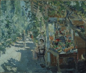 クリミア。果物屋、1913 作： Konstantin Alekseevich Korovin