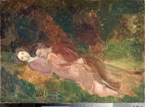 恋人 (恋人) - Konstantin (Konstantin) Andreyevich Somov (1869-1939) による絵画、キャンバスに油彩 作： Konstantin Andreevic Somov