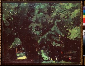 公園。 コンスタンチン（コンスタンチン）アンドレーエヴィッチ・ソモフ（1869-1939）による絵画、キャンバスに油彩 作： Konstantin Andreevic Somov