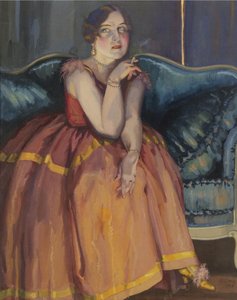 ソファーでタバコを吸う女性 作： Konstantin Andreevic Somov