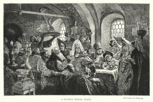 ロシアのブライダル・フィースト（エングレービング 作： Konstantin Egorovich Makovsky