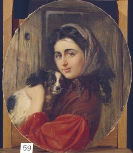 小さな犬を持つ少女 作： Konstantin Egorovich Makovsky