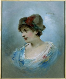 バレリーナ マリー プティパ (1857-1930) の肖像 (バレエ ダンサーのマリー プティパの肖像)。 Konstantin Yegorovich Makovsky (Constantin Makovsky) (1839-1915) による絵画、キャンバスに油彩、1900 年頃。20 世紀のロシアの芸術。 州立劇場とムス美術館