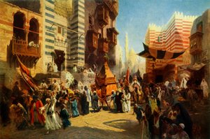 メッカからカイロへの聖なるカーペットの帰還、1876年、1965年。 作： Konstantin Egorovich Makovsky