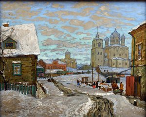 ゴルバトフ、コンスタンチン・イヴァノヴィッチ（1876-1945）のオールド・プスコフ。油彩・キャンバス 作： Konstantin Ivanovich Gorbatov